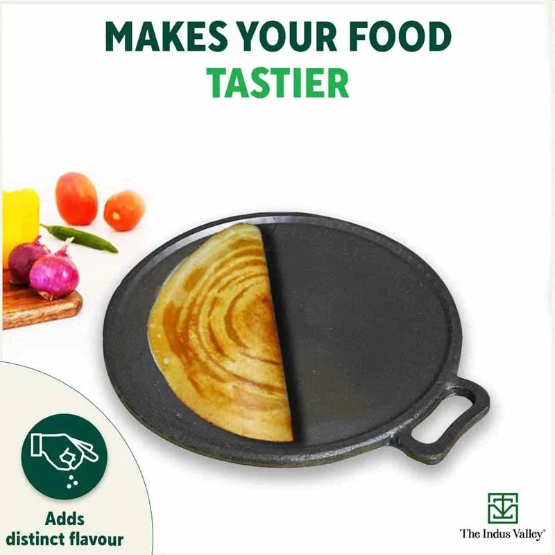 Super Smooth Cast Iron Tawa, Pre-seasoned, 100% Pure, Toxin-free, Induction, 27.9cm, 2.7 kg