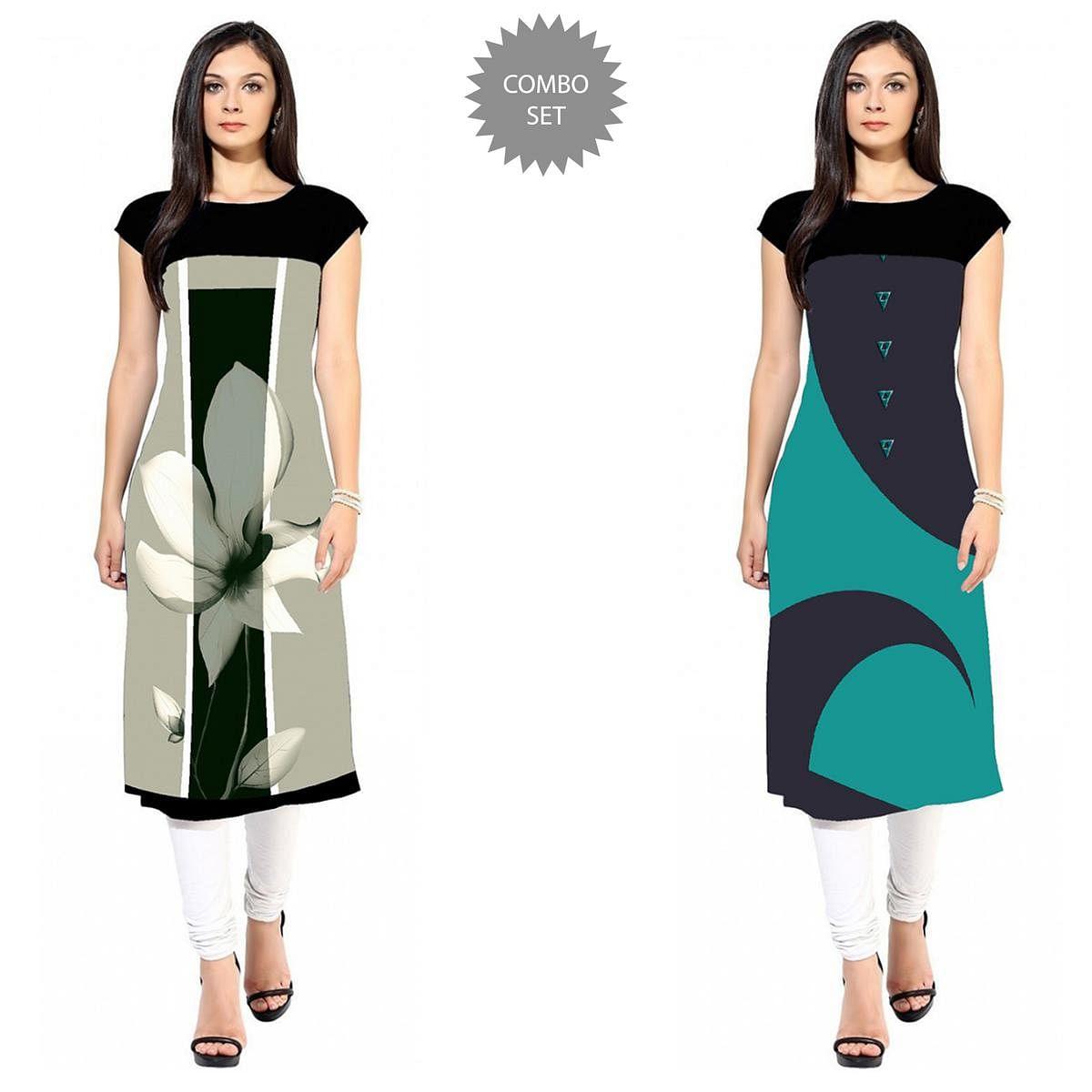 Casual Printed Crepe Kurti - Pack of 2