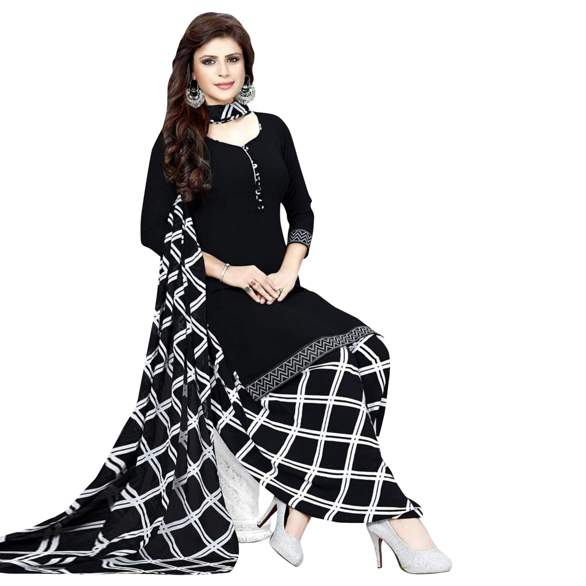 Casual Wear Printed Crepe Dress Material - Pack Of 3