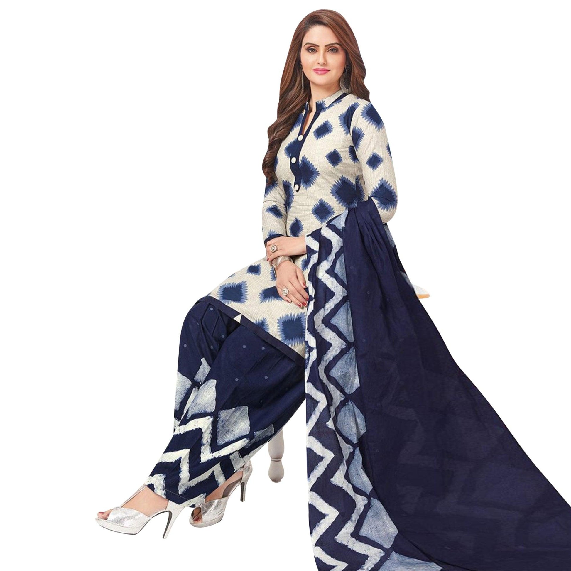 Casual Wear Printed Crepe Dress Material - Pack Of 3