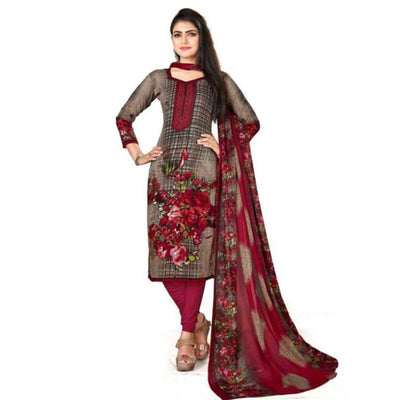 Casual Wear Printed Poly Crepe Dress Material - Pack Of 3