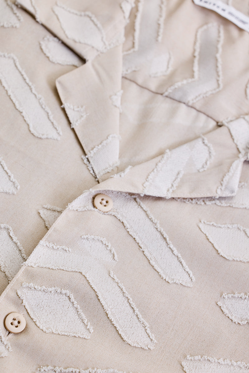 Cream Geometric Box Fit Shirt
