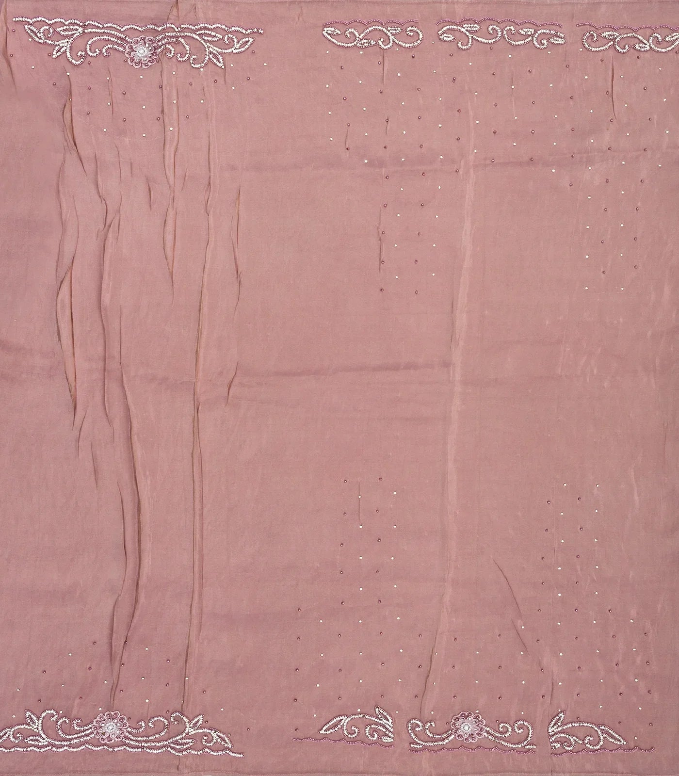 Dusty Pink Woven Georgette Silk Saree With Embroidery