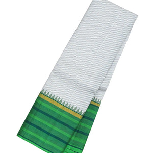 Grey Handloom Korvai Kanchipuram Silk Saree With Checks