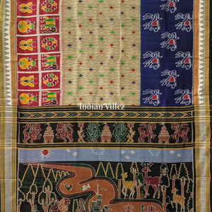 Multicolored Nabakothi Animal Khandua Silk Saree