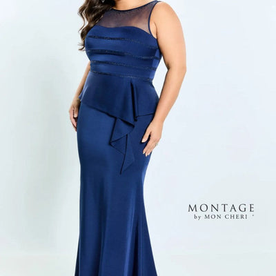 Montage 120903 Long Peplum Ruffle Formal Dress