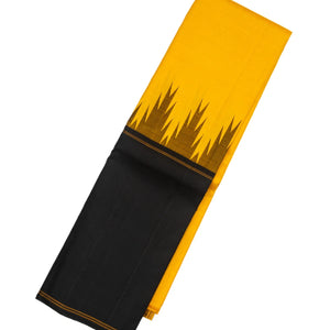 Yellow Handloom Kanchipuram Korvai Silk Saree With Black Border