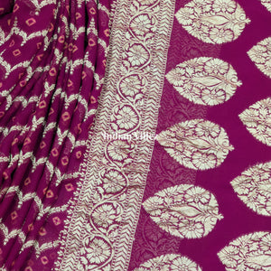 Magenta Georgette Banarasi Bandhani Silk Saree