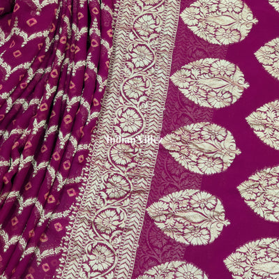Magenta Georgette Banarasi Bandhani Silk Saree
