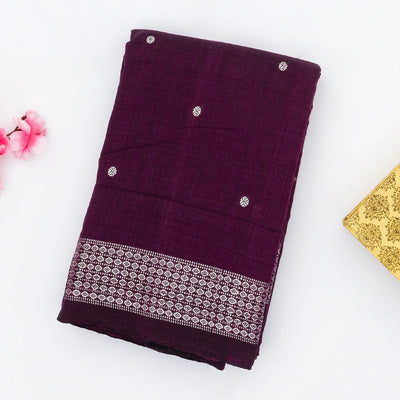 Magenta Orissa Cotton Saree With Kamalam Buttas