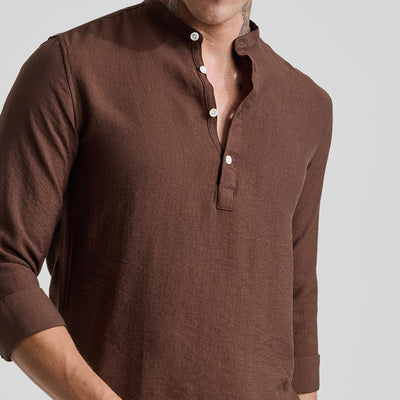 Brown Textured Slim Fit Kurta