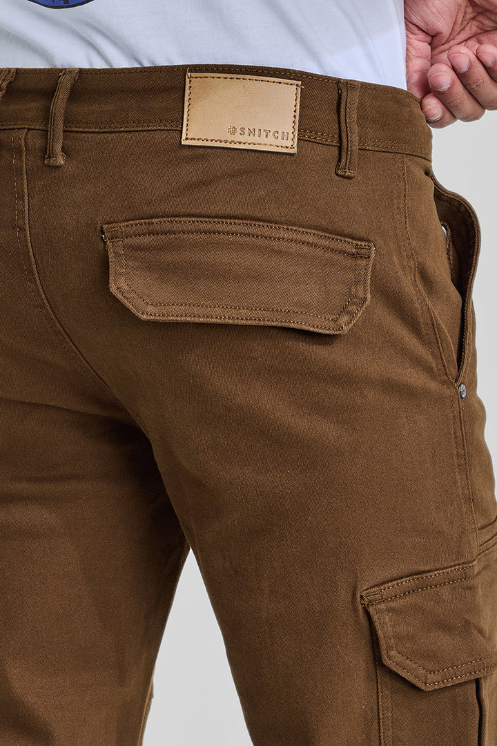 Brown Slim Fit Cargo Jeans