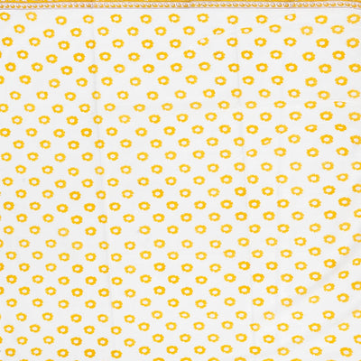 White Woven Jaipur Cotton Saree With Printed Flower Motifs