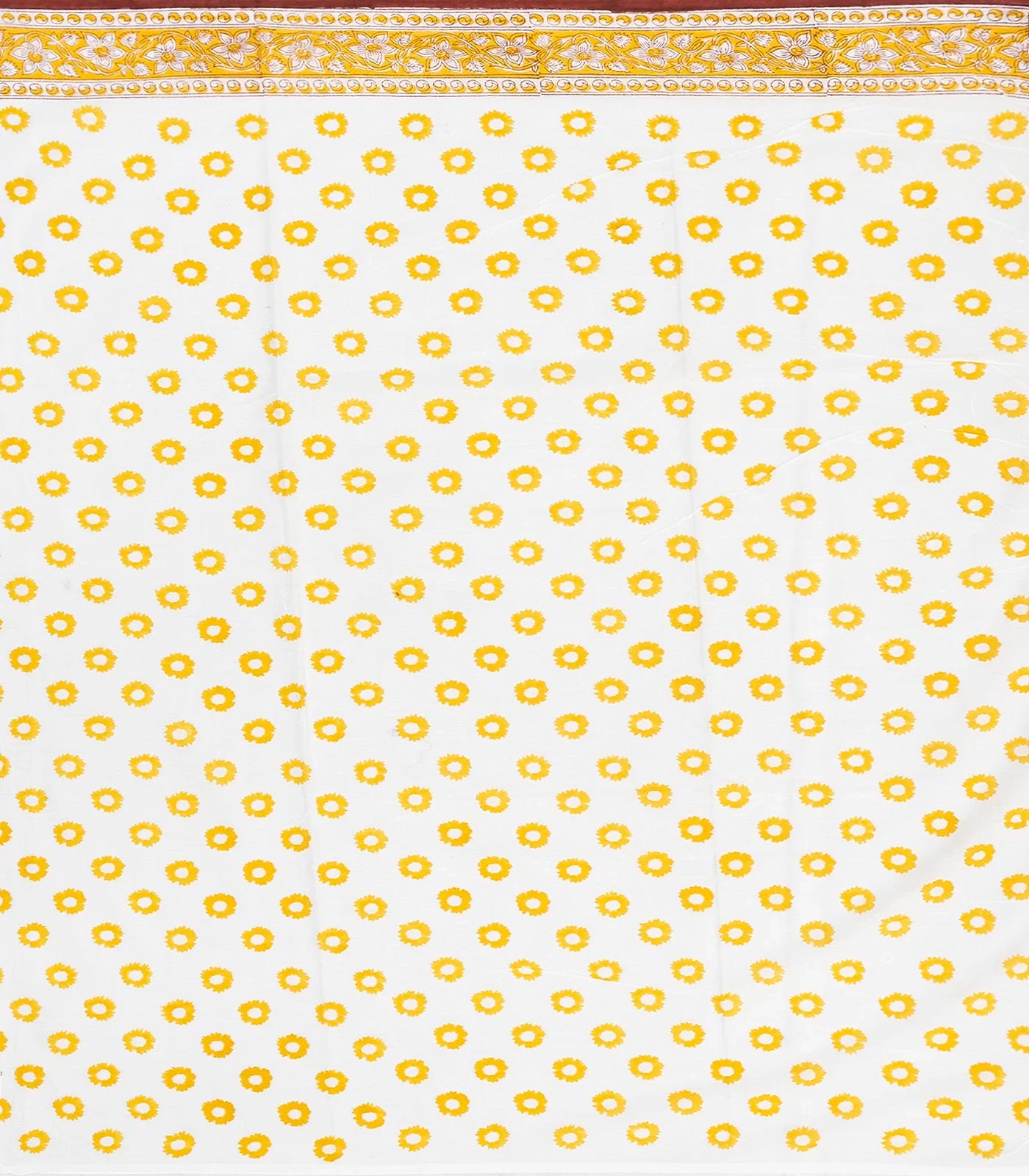 White Woven Jaipur Cotton Saree With Printed Flower Motifs