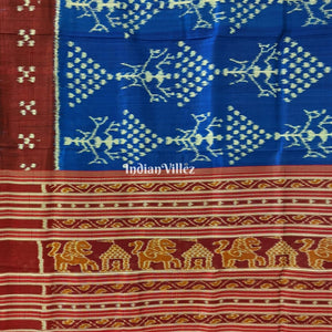 Blue Maroon Tribal Jhoti Contemporary Silk Saree