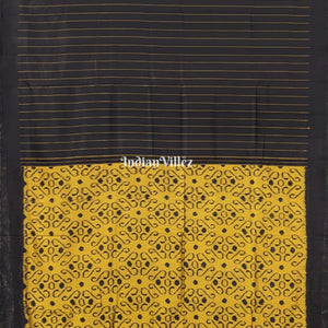 Black with Mustard Yellow Odisha Ikat Contemporary Silk Saree