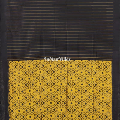 Black with Mustard Yellow Odisha Ikat Contemporary Silk Saree