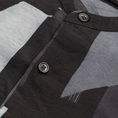 Black Abstract Mandarin Shirt