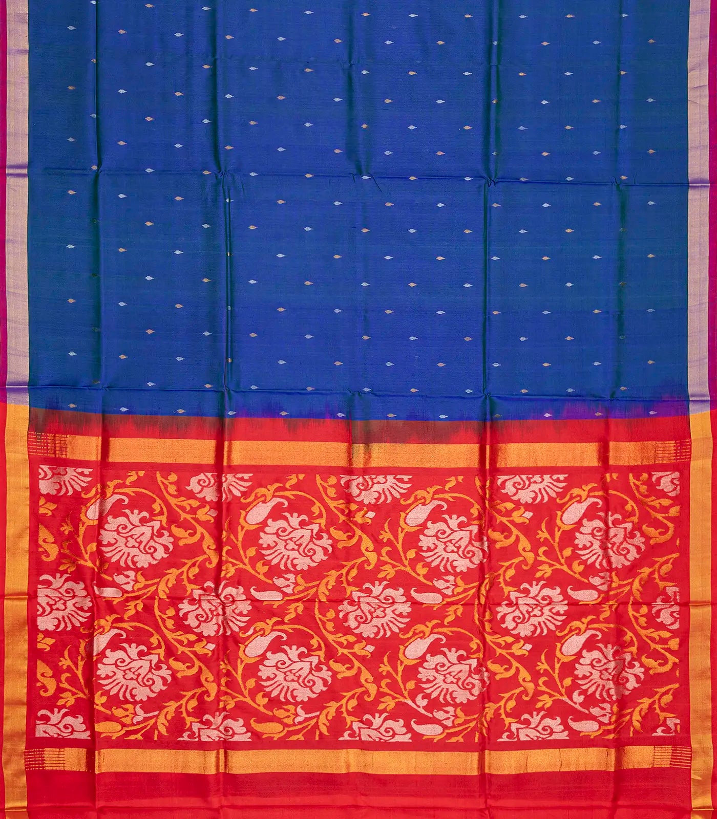 Dark Blue Handloom Uppada Silk Saree With Droplet Buttas