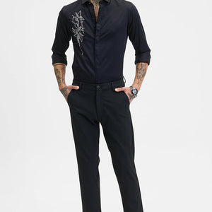 Black Embellished Slim Fit Shirt