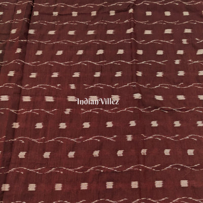 Coffee Tipa Design Sambalpuri Ikat Cotton Fabric