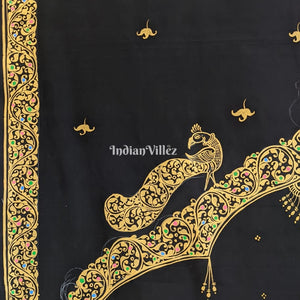 Black Shree Ganesh Pattachitra Saree