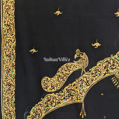 Black Shree Ganesh Pattachitra Saree