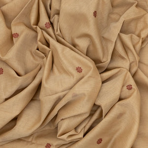 Beige Handloom Bengal Cotton Saree With Kamalam Buttas