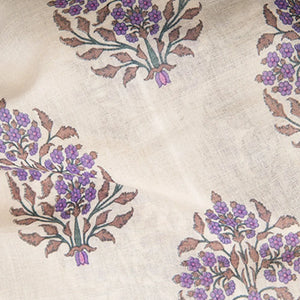 Cream Chanderi Saree With Screen Printed Motifs-Cream