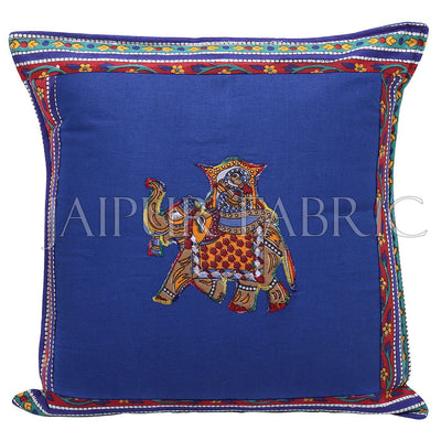 Blue Color Traditional Patch Work Cotton Cushion Cover