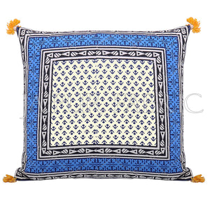 Blue Jaipuri Block Print Cotton Cushion Cover