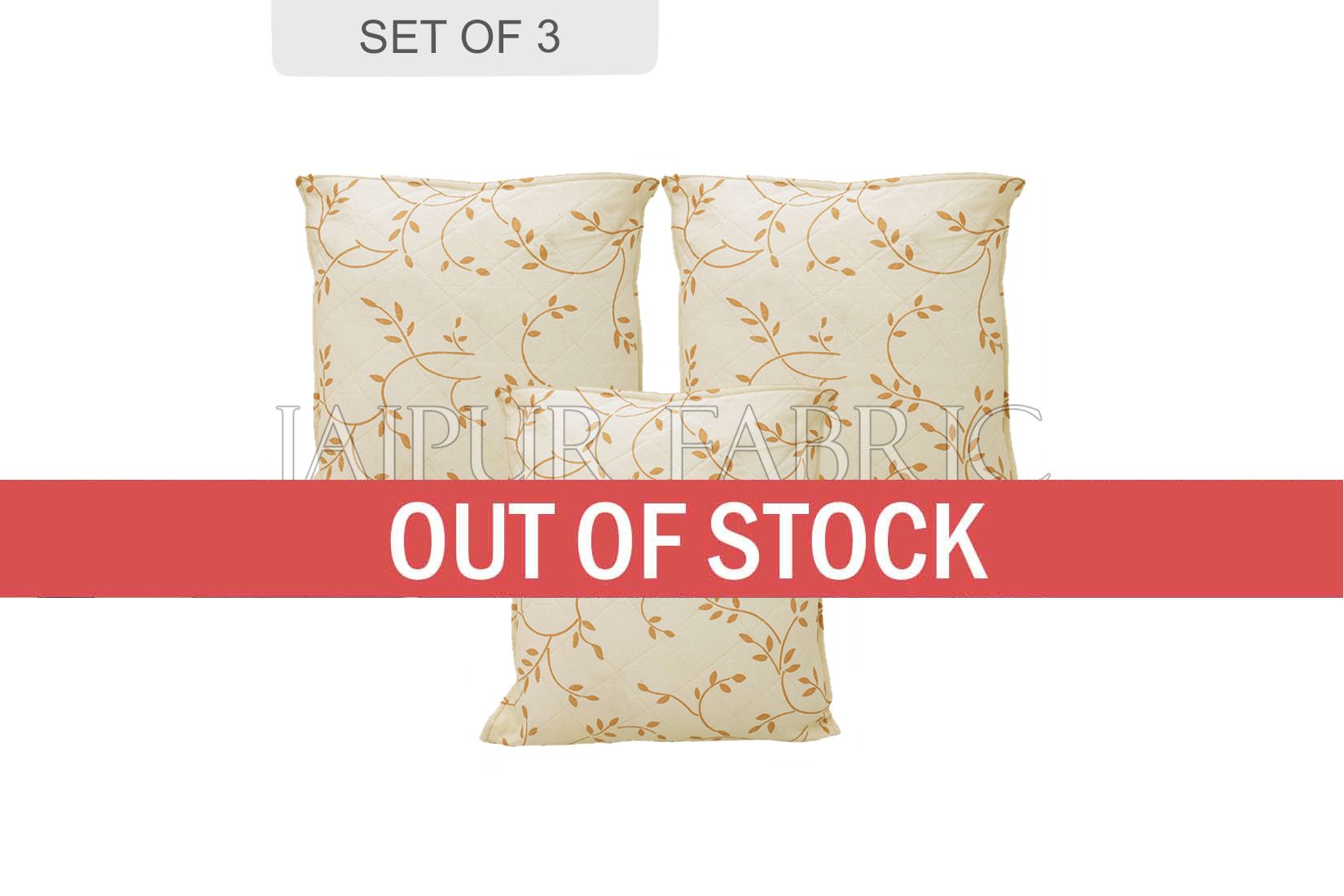 Cream Base Golden Leaf  Print Cotton Cushion Cover