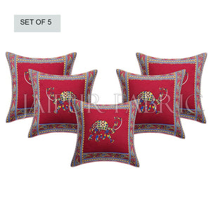 Maroon Camel Design Patchwork & Applique Cushion Cover