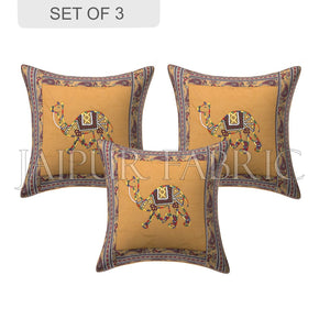 Brown Camel Design Patchwork & Applique Cushion Cover