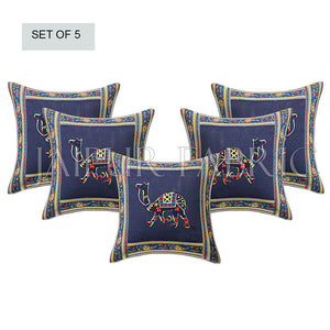 Blue Camel Design Patchwork & Applique Cushion Cover