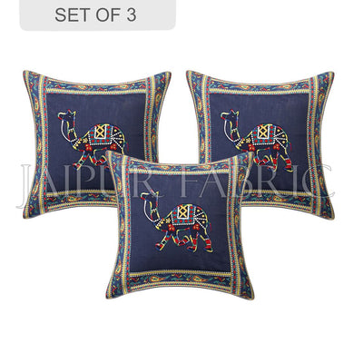 Blue Camel Design Patchwork & Applique Cushion Cover