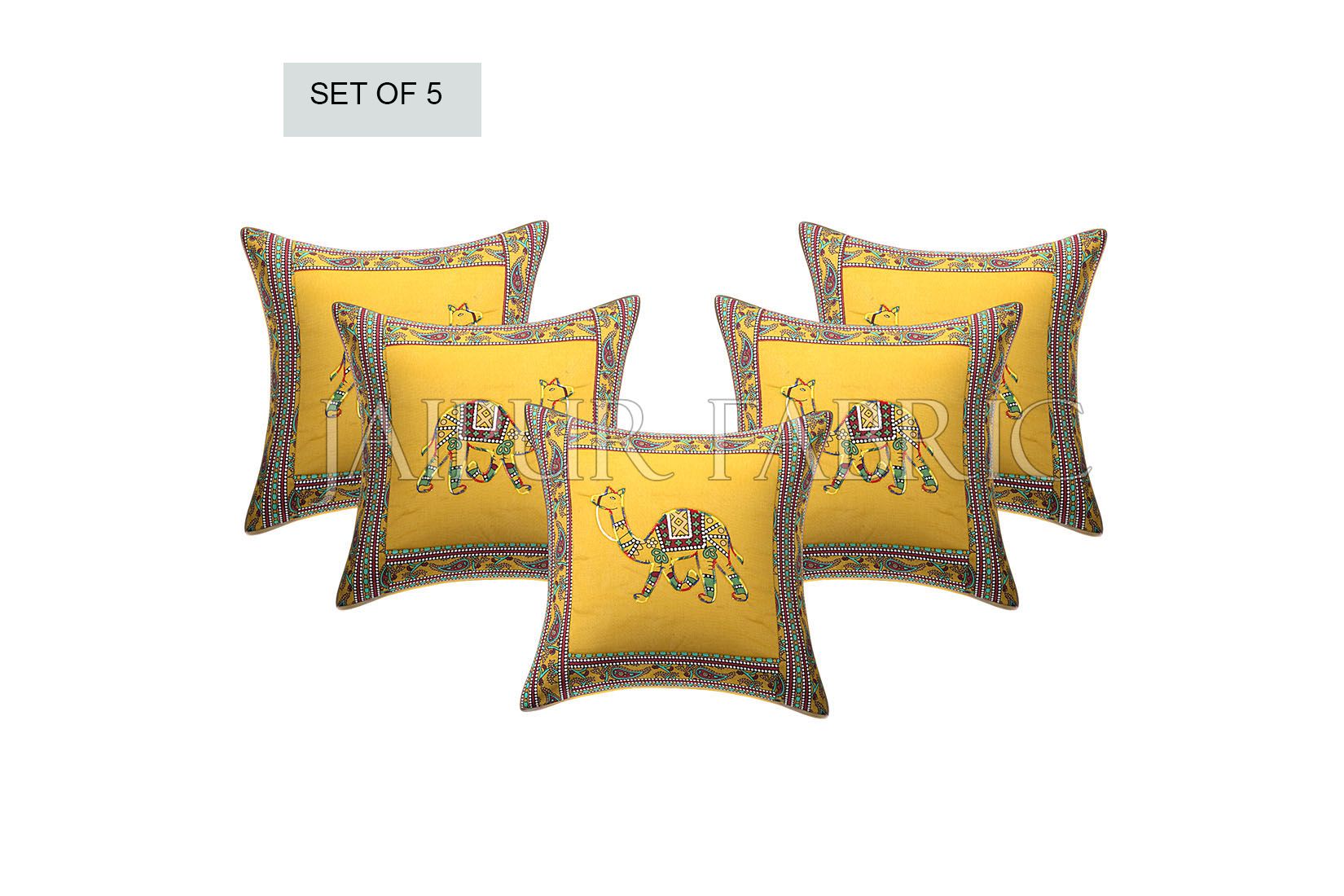 New Mustard Camel Design Patchwork & Applique Cushion Cover