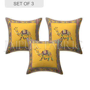 New Mustard Camel Design Patchwork & Applique Cushion Cover