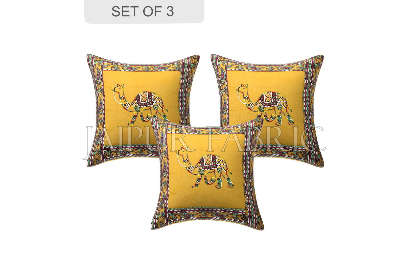 New Mustard Camel Design Patchwork & Applique Cushion Cover