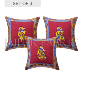 Maroon Dance Design Patchwork & Applique Cushion Cover