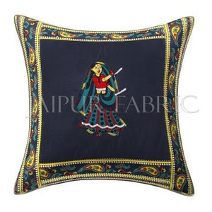 Blue Dance Design Patchwork & Applique Cushion Cover