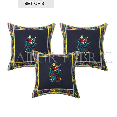 Blue Dance Design Patchwork & Applique Cushion Cover