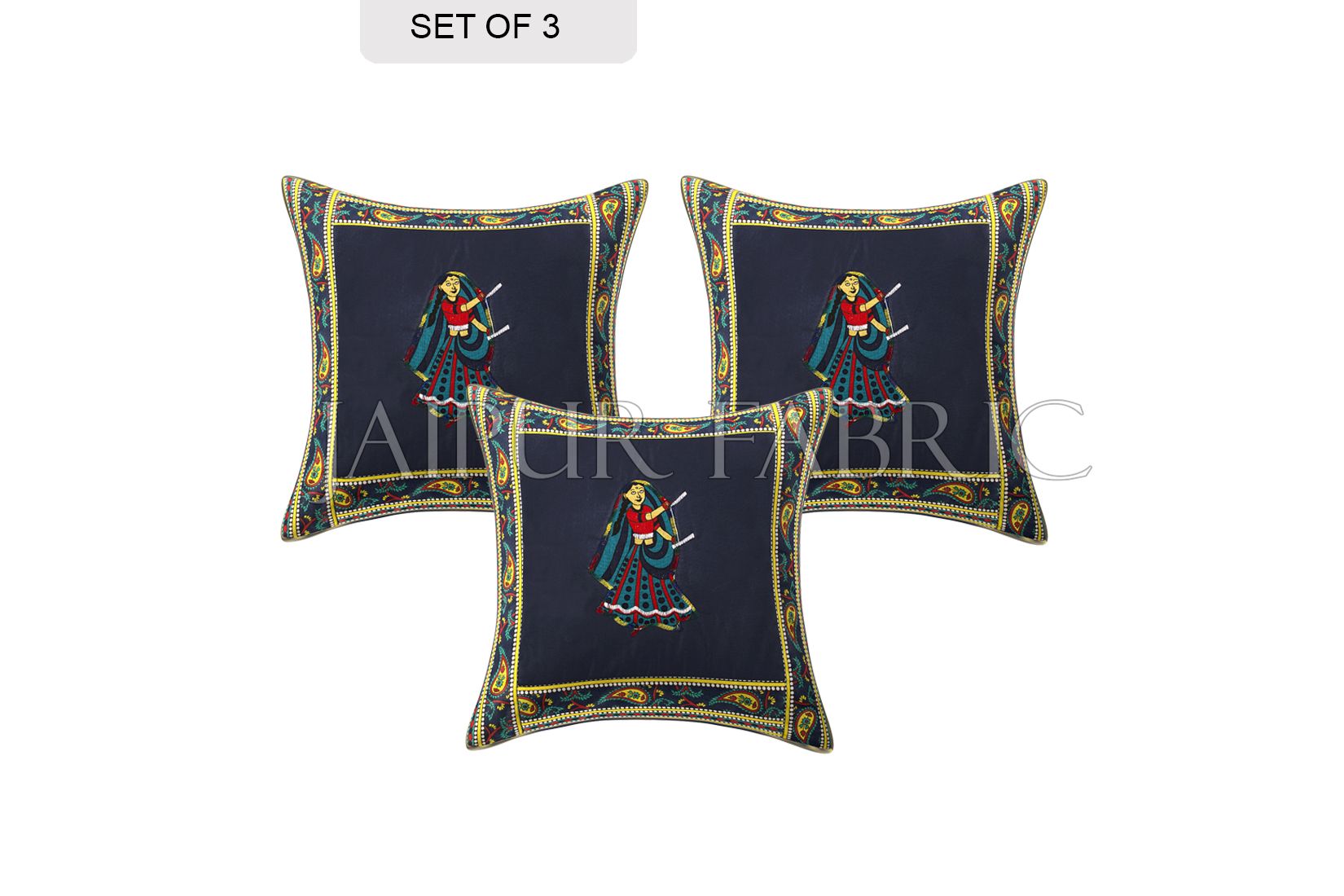 Blue Dance Design Patchwork & Applique Cushion Cover