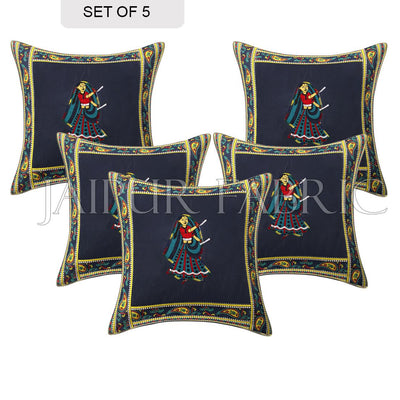 Blue Dance Design Patchwork & Applique Cushion Cover