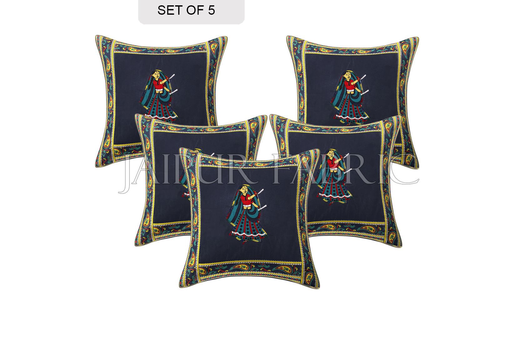 Blue Dance Design Patchwork & Applique Cushion Cover