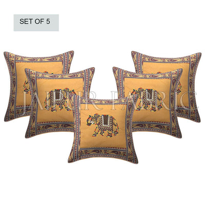 Brown Elephant Design Patchwork & Applique Cushion Cover