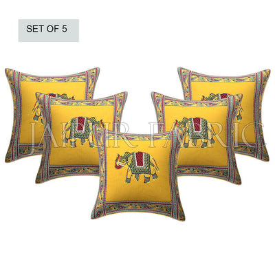 New Mustard Elephant Design Patchwork & Applique Cushion Cover