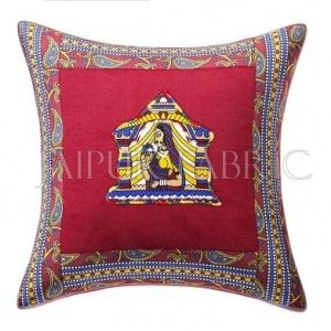 Maroon Doli Design Patchwork & Applique Cushion Cover