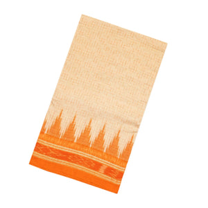 Taupe Handloom Orissa Cotton Saree With Orange Border