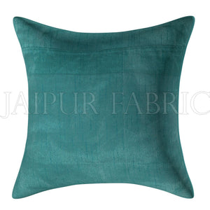 Sky Blue Base White Gota Work Border Cotton Satin Silk Cushion Cover